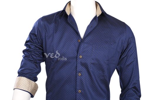 Buy Online Classy Formal Linen Men’s Printed Shirt in Blue-2606