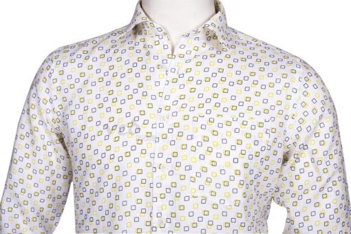 Stylish Fashion Linen Shirt for Men in Yellow and White-2592