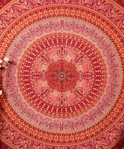 Maroon Parrot Mandala Boho Dorm Wall Tapestry Bedspread Queen-3837