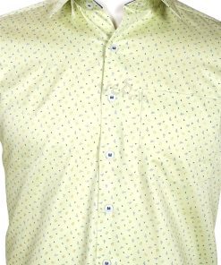 Pista Green Men’s Party Wear Fashion Cotton Printed Shirt -2576