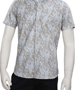 Pista Colored Printed Party Half Sleeves Shirt for Men in Linen-0