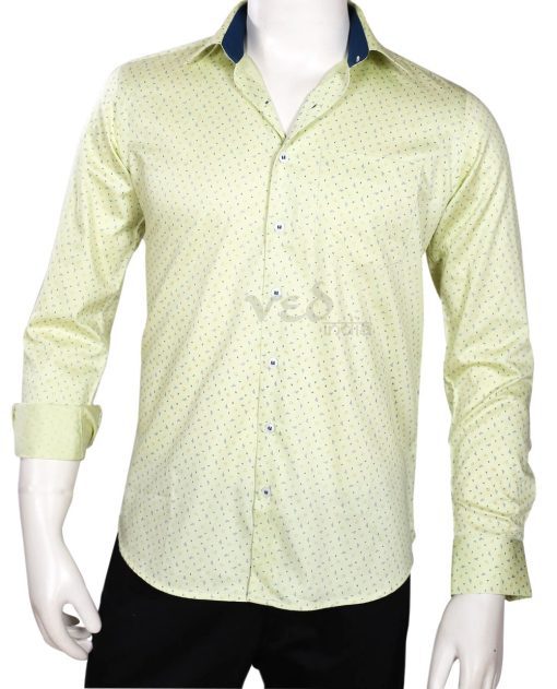 Pista Green Men’s Party Wear Fashion Cotton Printed Shirt -0