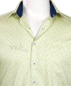 Pista Green Men’s Party Wear Fashion Cotton Printed Shirt -2577