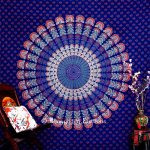 Psychedelic Bird Wings Manadala Indian Tapestry Bedding in Blue Print -0