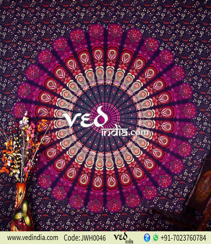 Purple Round Bohemian Wall Tapestry