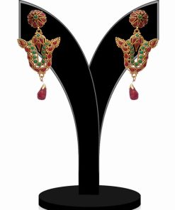 Ravishing Earrings for Women in Red and Green Stones for Outings-0