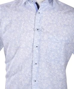Regular Fit Half Sleeves Printed Light Blue Lines Shirt for Men-2630