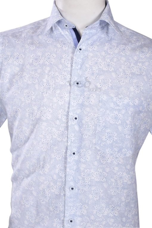 Regular Fit Half Sleeves Printed Light Blue Lines Shirt for Men-2630