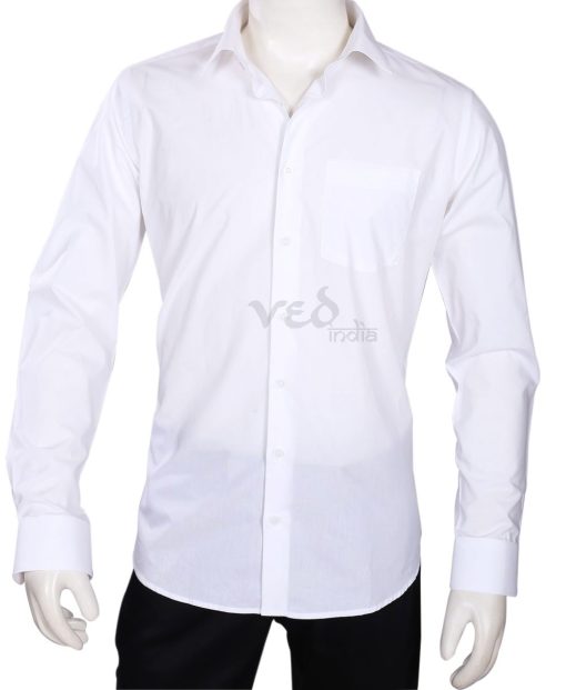Regular Fit Stylish Plain White Party Shirt for Men-2571