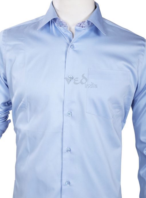 Shop Online Smart Formal Cotton Men’s Shirt in Light Blue-2665