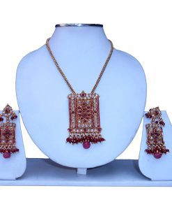 Shop online Designer Polki Pendant Set with Earrings at Wholesale Price-0