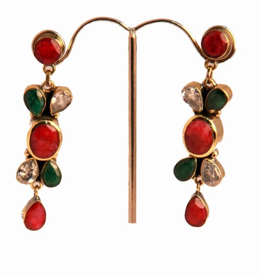 Buy Semi Precious Gems Stone Earrings with Micro Gold Covering-0