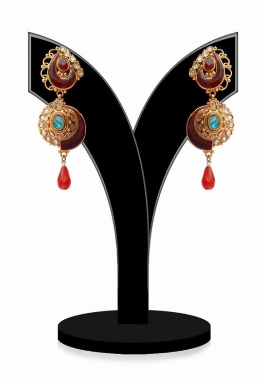 Stunning Earrings Embellished with Multi-Colored in Stylish Pattern-0