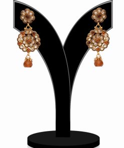 Beautiful Amber Stone Embellished Stylish Earrings From India-0