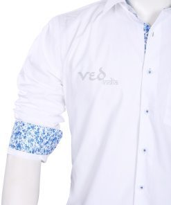 Stylish Men’s Partywear Fashion Cotton Shirt in White and Blue-2657
