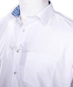 Stylish Men’s Partywear Fashion Cotton Shirt in White and Blue-2656