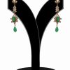Green Stone Embellished Stylish Victorian Earrings From India-0