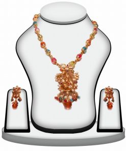 Traditional Fashion Jaipur Jewelry and Earrings Set in Multi-Color-2087