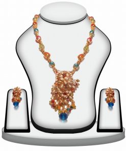 Traditional Fashion Jaipur Jewelry and Earrings Set in Multi-Color-0