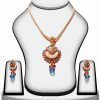 Traditional Fashion Pendant Set with Earrings in Turquoise, Green and White -0