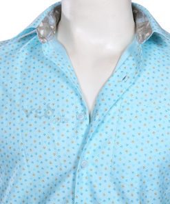 Designer Beach Wedding Men’s Shirt in Plain Aqua Blue-2583