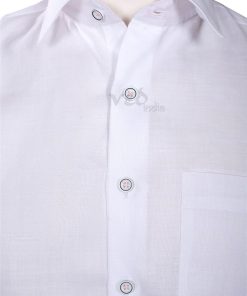 White Half Sleeves Men’s Party wear Fashion Linen Shirt -2634