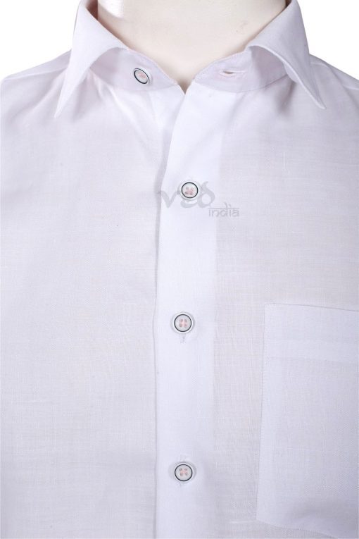 White Half Sleeves Men’s Party wear Fashion Linen Shirt -2634