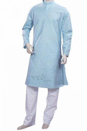 Aqua Blue Fashionable Indian Kurta Pajama Set for Men for Weddings-0