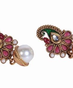 Buy Designer Fashionable Earrings in Pearls andMicro Gold Covering -0