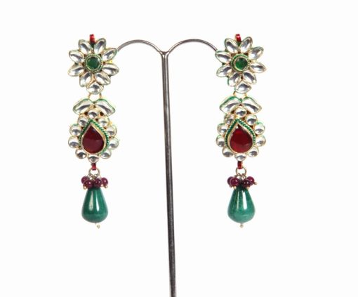 Buy Online Designer Fashion Earrings with Beautiful Green Drops -1600