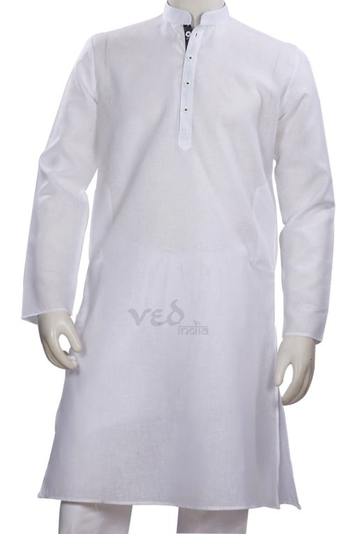 Casual Wear White Ethnic Men’s Wear Cotton Kurta Pajama Set -2503