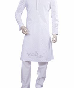 Buy Online Casual White Cotton Mens Kurta Set From India-0