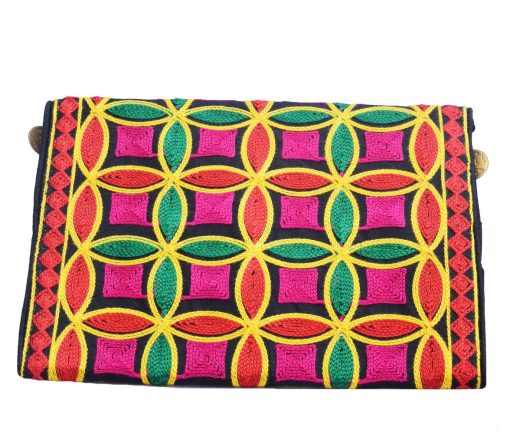 Multicolored Coin Embellished Aari Traditional Clutch Bag for Parties -2388