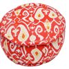 Designer Orange And White Round Pouf Ottoman With Ethnic Designs-0