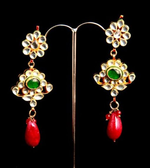 Elegant Kundan Earrings in Chandelier Style for Stylish Women-0