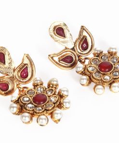 Elegant Latest Design Red Fashion Earrings with Pearls Available Online -0