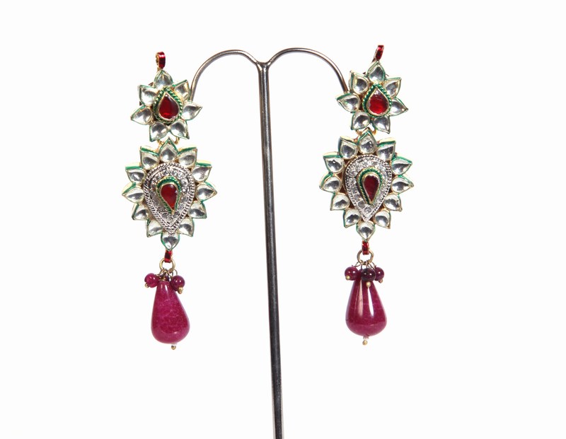 Elegant White Kundan Stone Fashion Earrings Available Through Online Shopping-1617