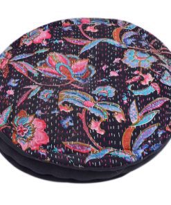 Buy Online Black Round Embroidery Work Footstool From India-0