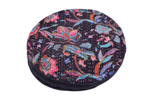 Buy Online Black Round Embroidery Work Footstool From India-0