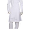 Simple Fashionable Indian Kurta Pajama Set for Men in White-0