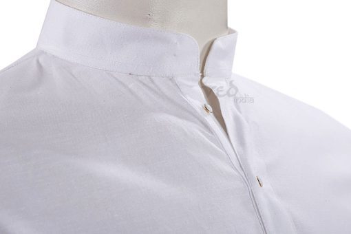 Simple Fashionable Indian Kurta Pajama Set for Men in White-2506