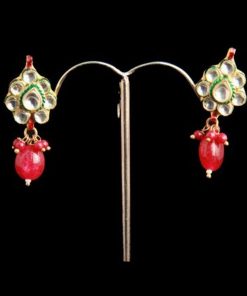 Fashionable Earrings for Girls with Hangings in Kundan Stone from India-0