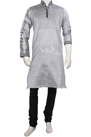 Posh Grey Formal Fashionable Kurta Pyjama Set for Men-0