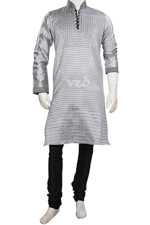 Posh Grey Formal Fashionable Kurta Pyjama Set for Men-0
