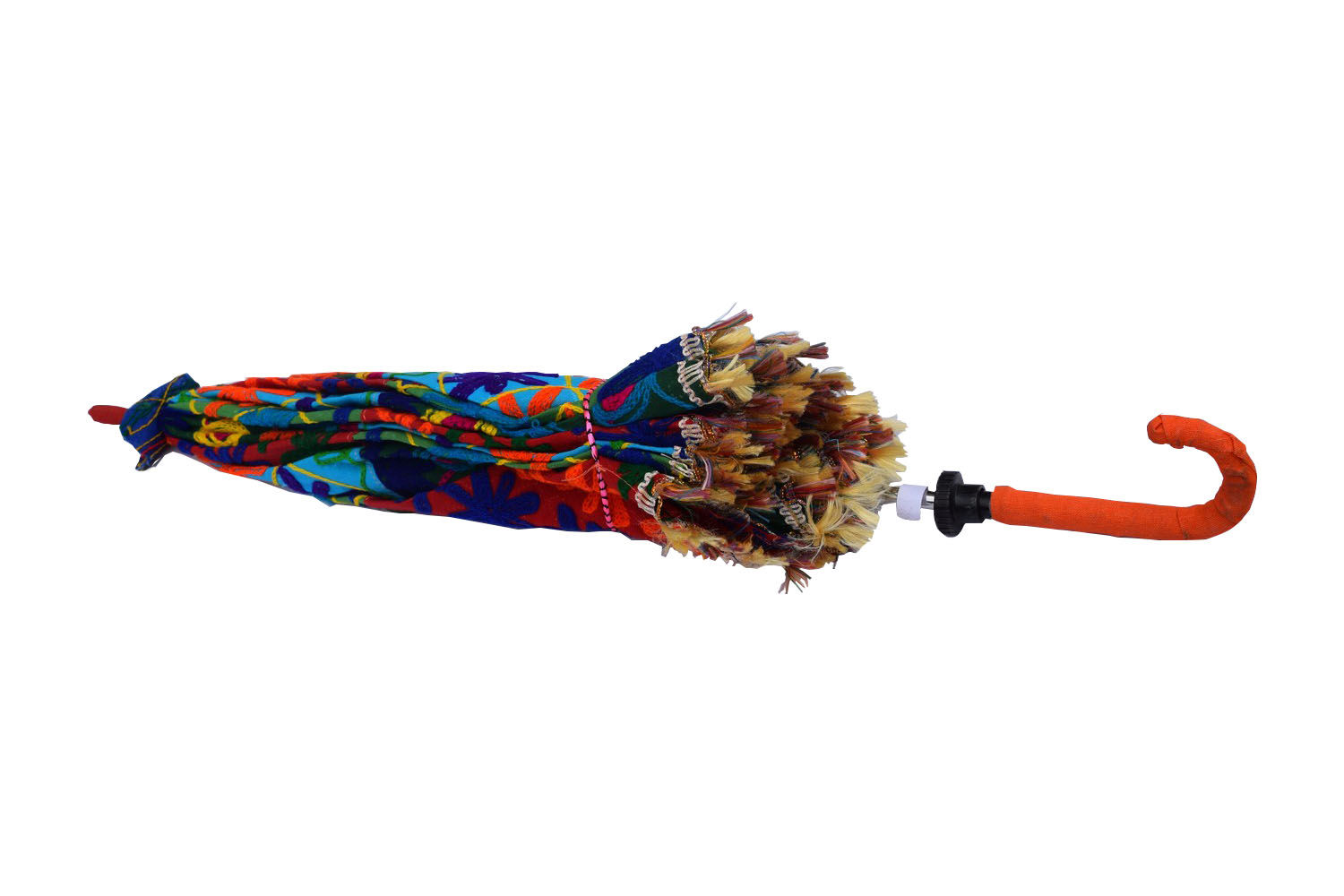 Colorful Abstract Pattern Indian Handmade Summer Umbrella with Mirror Work-2376