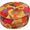 Shop Online Floral Print Handmade Round Ottomans From India-0