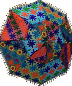 Colorful Abstract Pattern Indian Handmade Summer Umbrella with Mirror Work-0