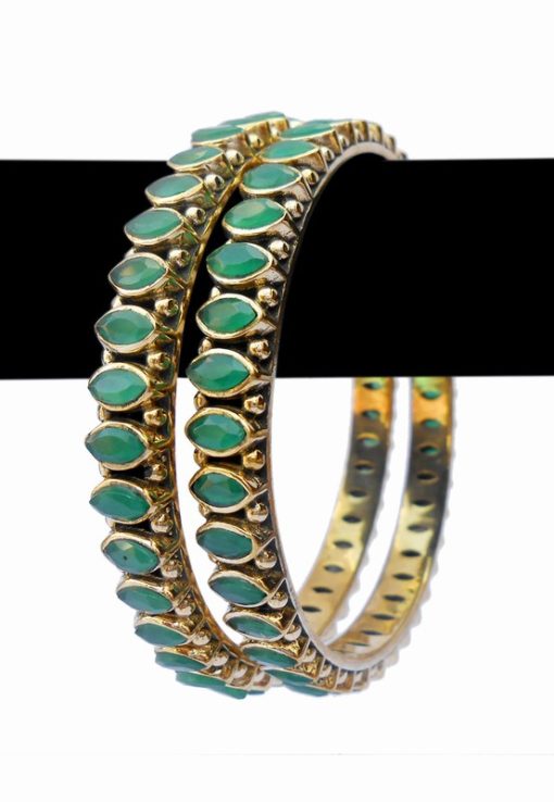 Latest Design Beautiful Indian Fashion Desire Bangles in Green Color-0