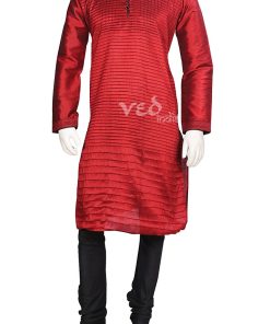 Royal Maroon Designer Party wear Indian Kurta Pajama Set for Men -0