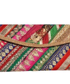 Multicolor Antique Old Zari Patchwork Banjara Ladies Clutch Bag -0